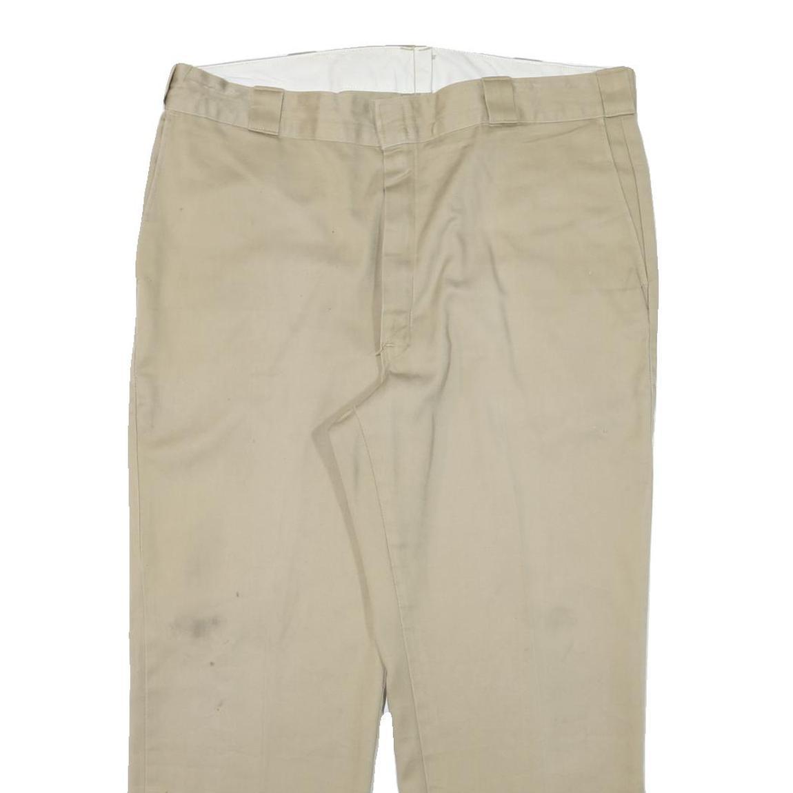 DICKIES Mens Regular Fit Beige Cotton Blend Trousers W38 L26 Zip Closure Classic
