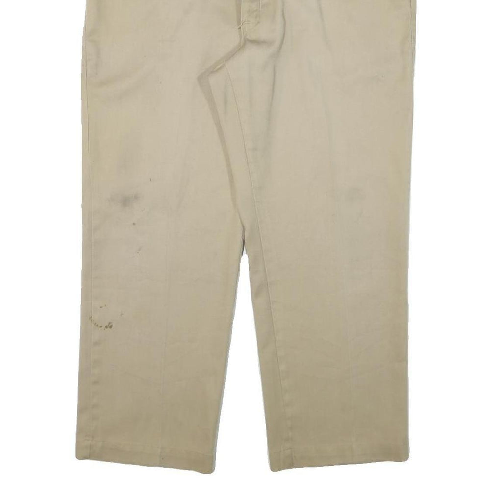 DICKIES Mens Regular Fit Beige Cotton Blend Trousers W38 L26 Zip Closure Classic