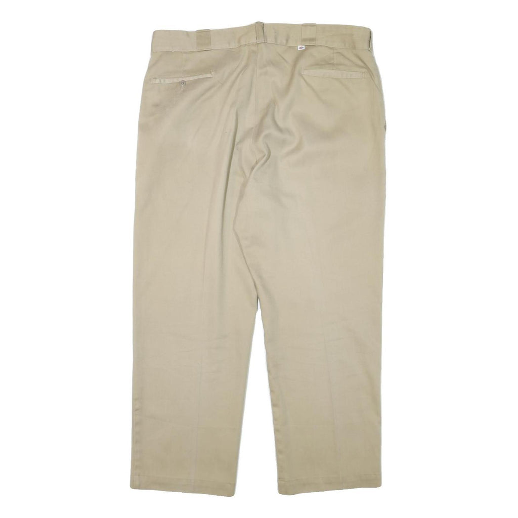 DICKIES Mens Regular Fit Beige Cotton Blend Trousers W38 L26 Zip Closure Classic