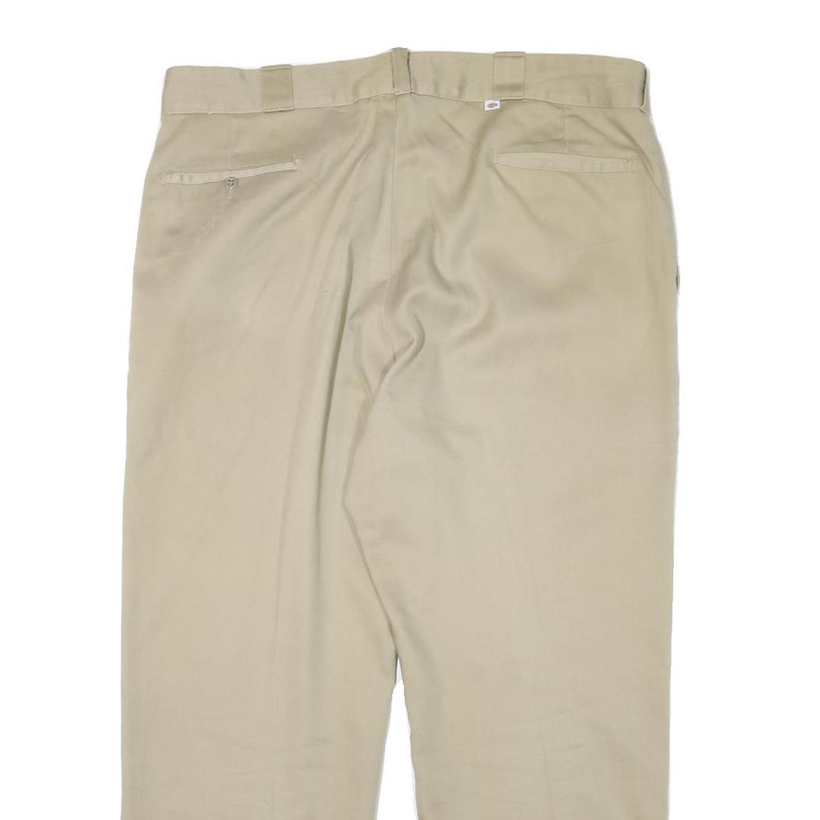 DICKIES Mens Regular Fit Beige Cotton Blend Trousers W38 L26 Zip Closure Classic