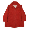 Womens Red Cotton Blend Button Jacket L Plain Classic Fit Stylish Warm Outerwear