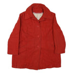 Womens Red Cotton Blend Button Jacket L Plain Classic Fit Stylish Warm Outerwear