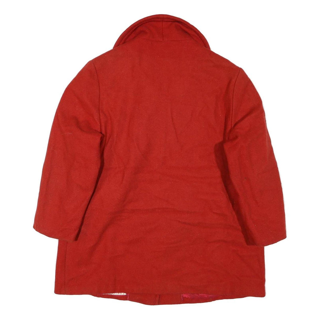 Womens Red Cotton Blend Button Jacket L Plain Classic Fit Stylish Warm Outerwear