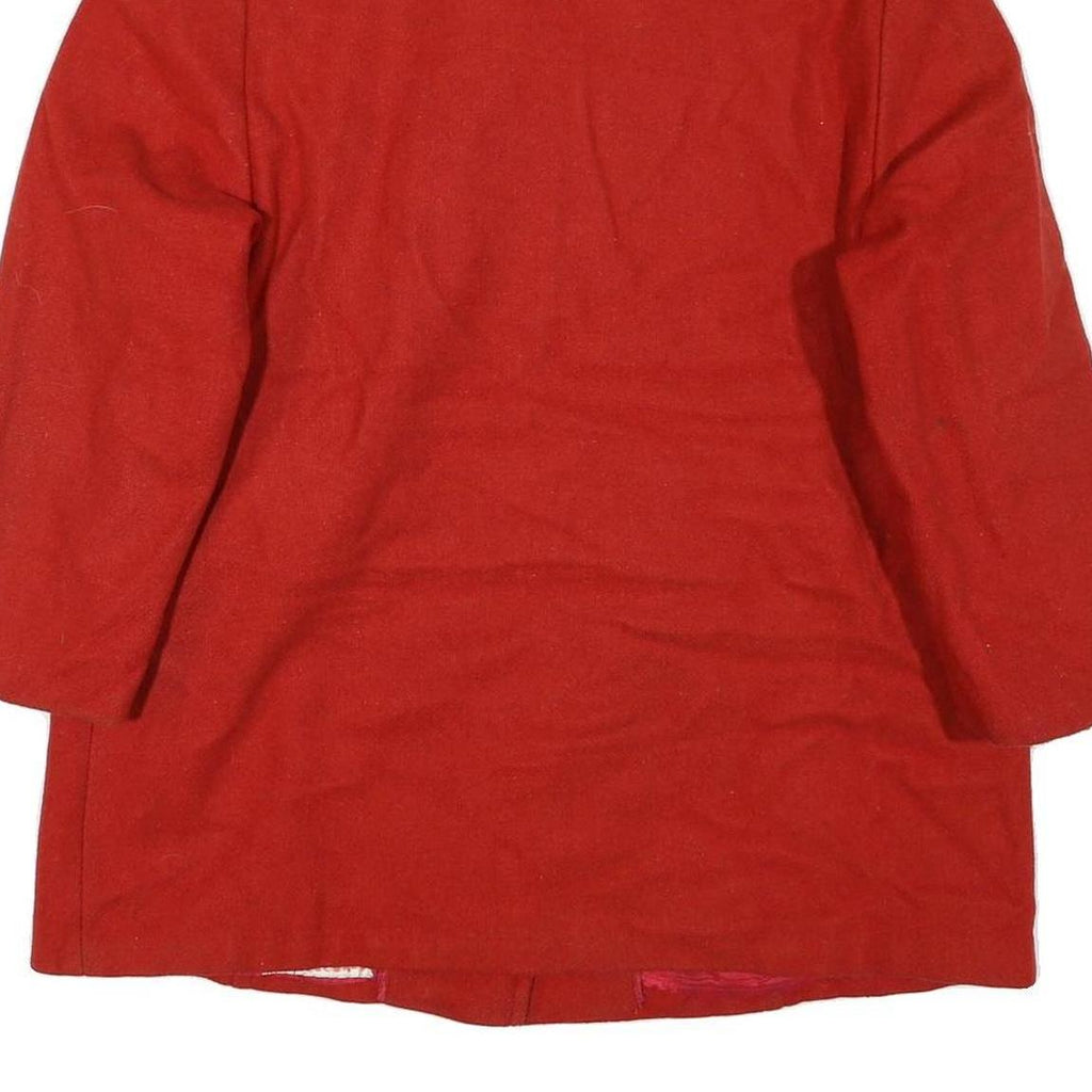 Womens Red Cotton Blend Button Jacket L Plain Classic Fit Stylish Warm Outerwear