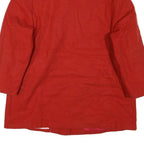 Womens Red Cotton Blend Button Jacket L Plain Classic Fit Stylish Warm Outerwear