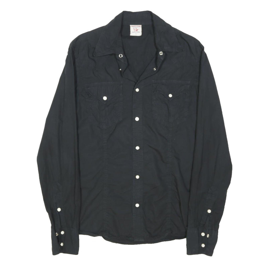 TRUE RELIGION Mens Black Shirt S Cotton Blend Button Front Casual