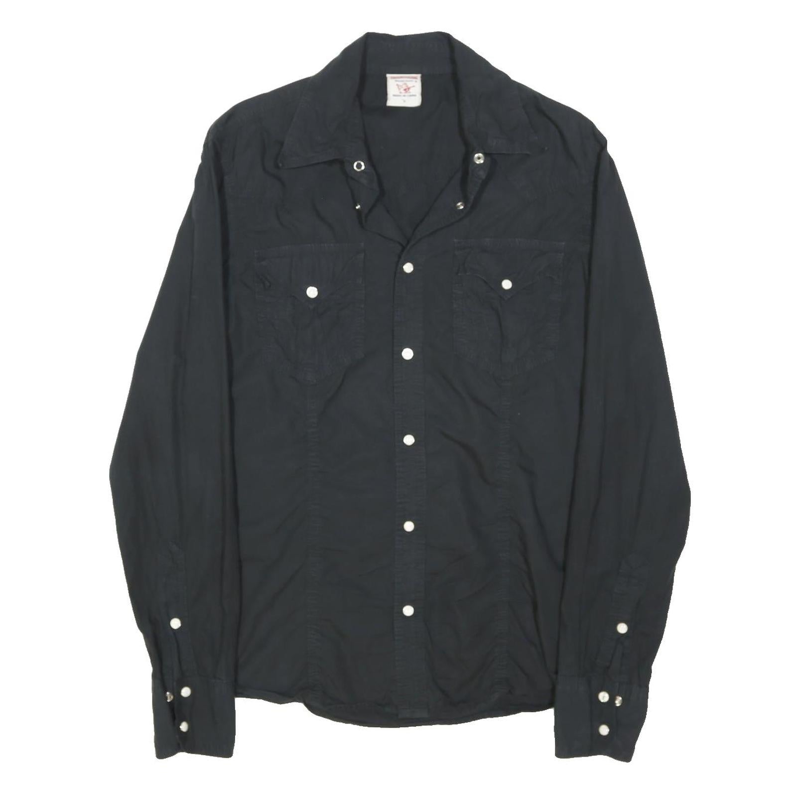 TRUE RELIGION Mens Black Shirt S Cotton Blend Button Front Casual