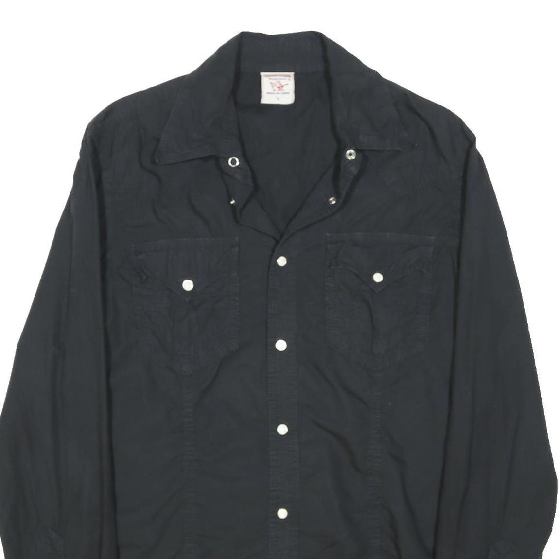 TRUE RELIGION Mens Black Shirt S Cotton Blend Button Front Casual