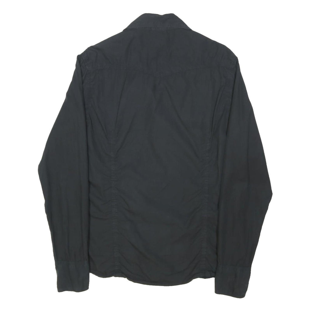 TRUE RELIGION Mens Black Shirt S Cotton Blend Button Front Casual