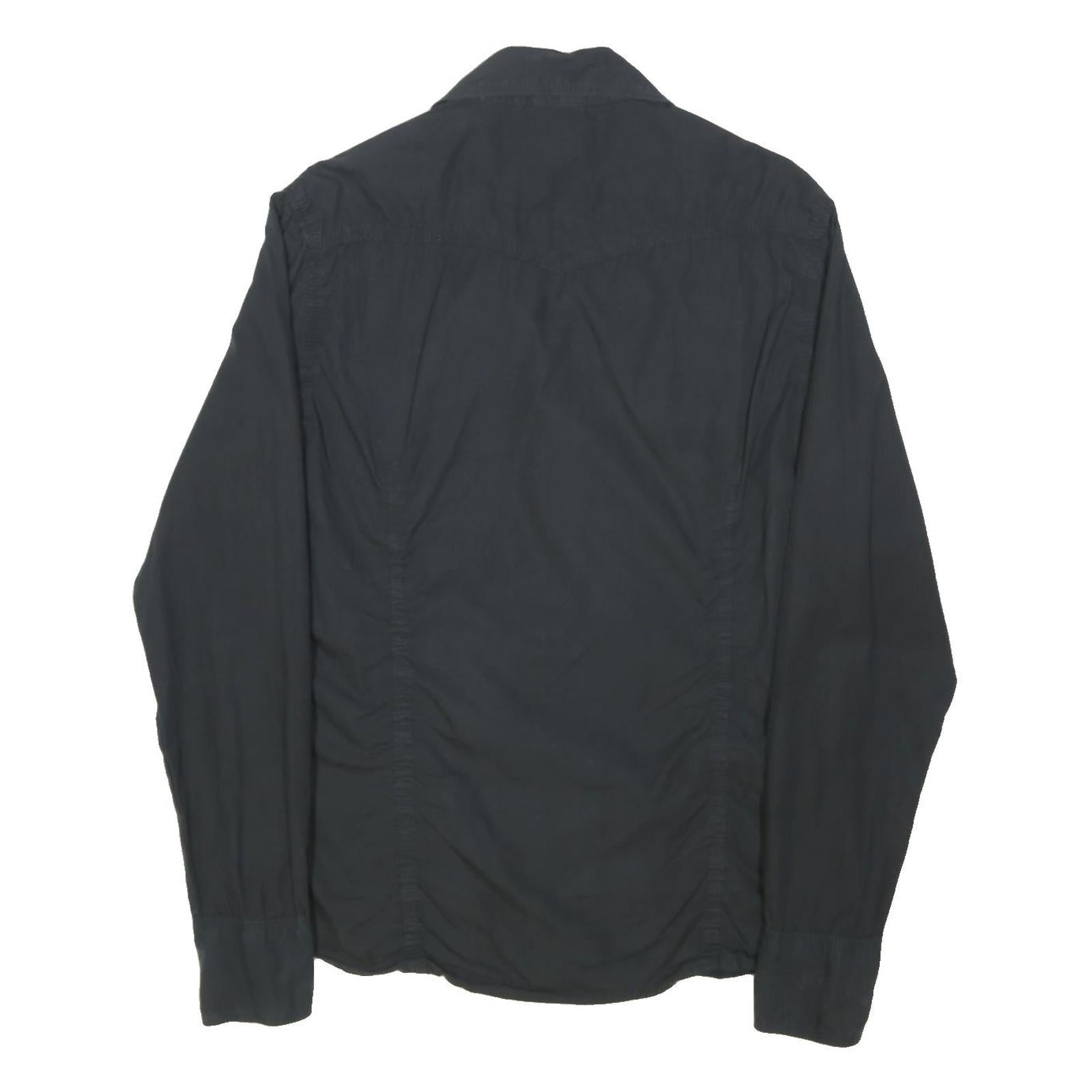 TRUE RELIGION Mens Black Shirt S Cotton Blend Button Front Casual