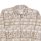 TEDDI Womens Beige & Brown Animal Print Zip Jacket L Polyester Cozy