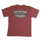 CHAMPION Mens Maroon Graphic T-Shirt 2XL Short Sleeve Crew Neck Cotton Comfort