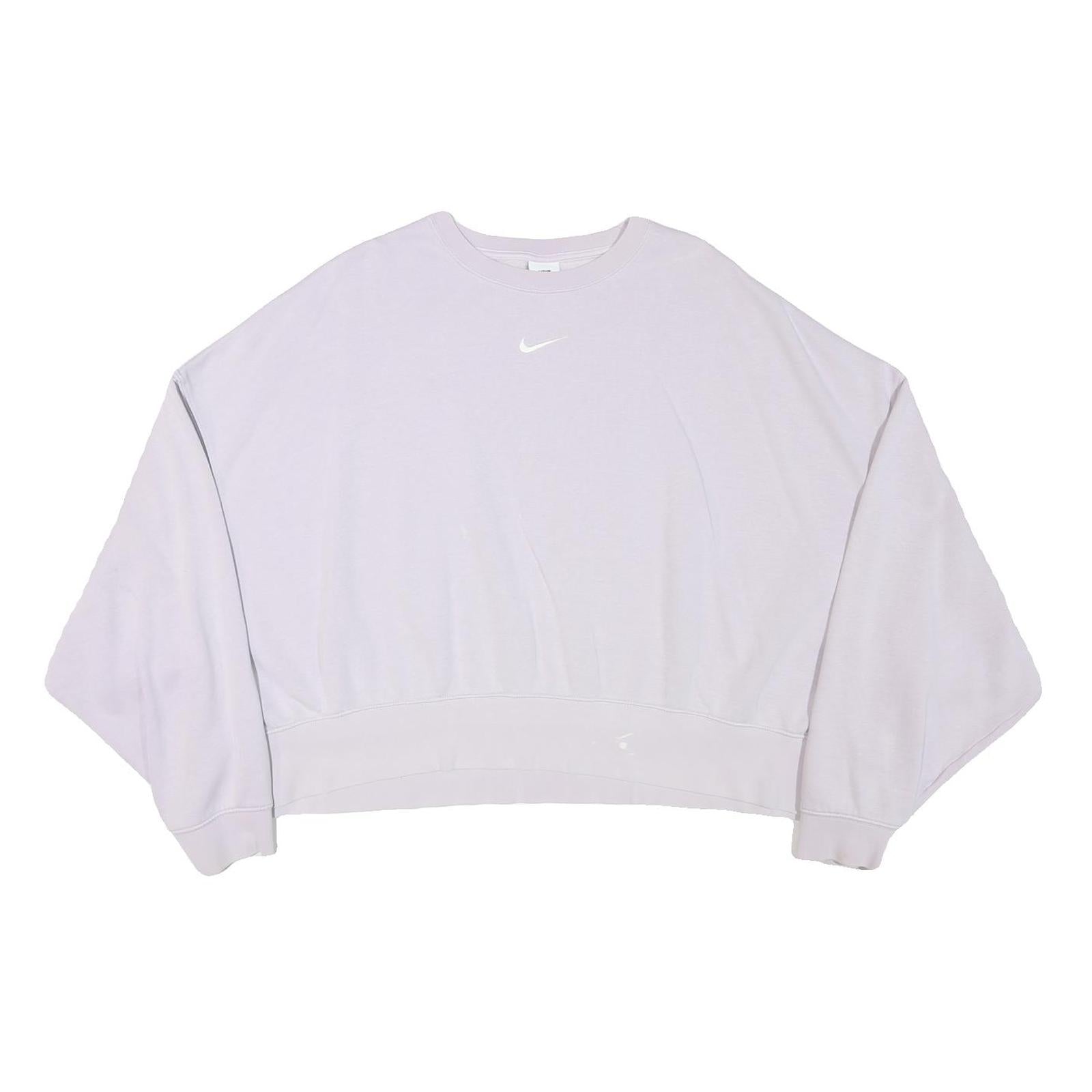NIKE Womens Purple Crew Neck XL Cotton Blend Sweatshirt Cropped Casual