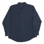CHAPS Mens Blue Plain Shirt L Cotton Button Down Collar Long Sleeve Casual