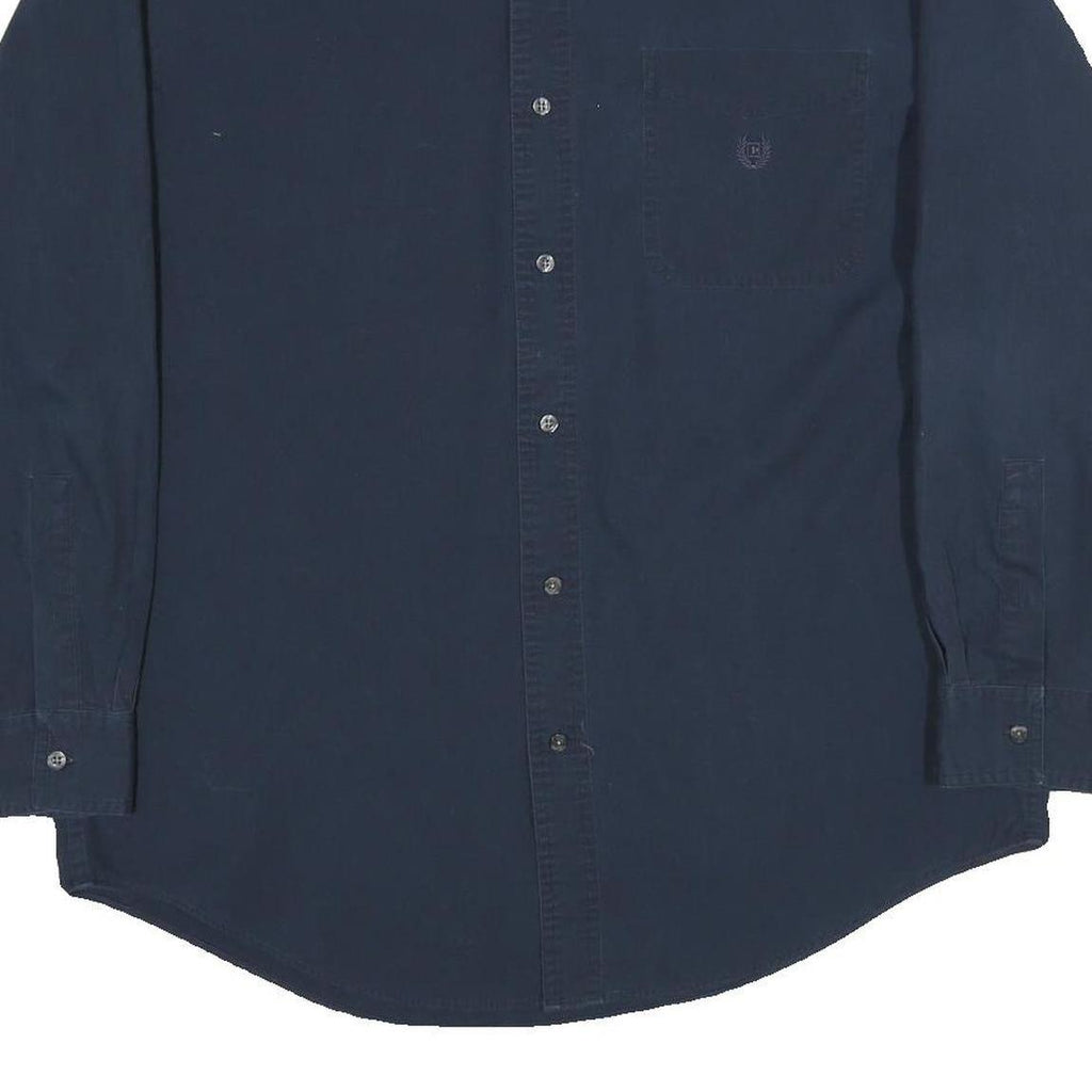 CHAPS Mens Blue Plain Shirt L Cotton Button Down Collar Long Sleeve Casual