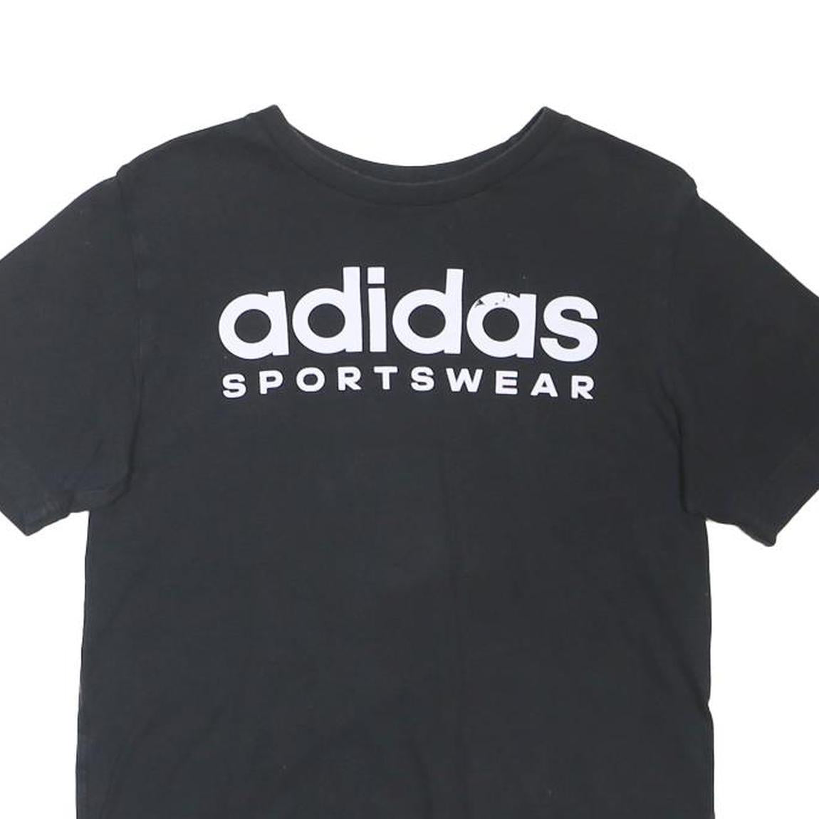 ADIDAS Mens Black Sportswear T-Shirt S Short Sleeve Crew Neck Logo Print
