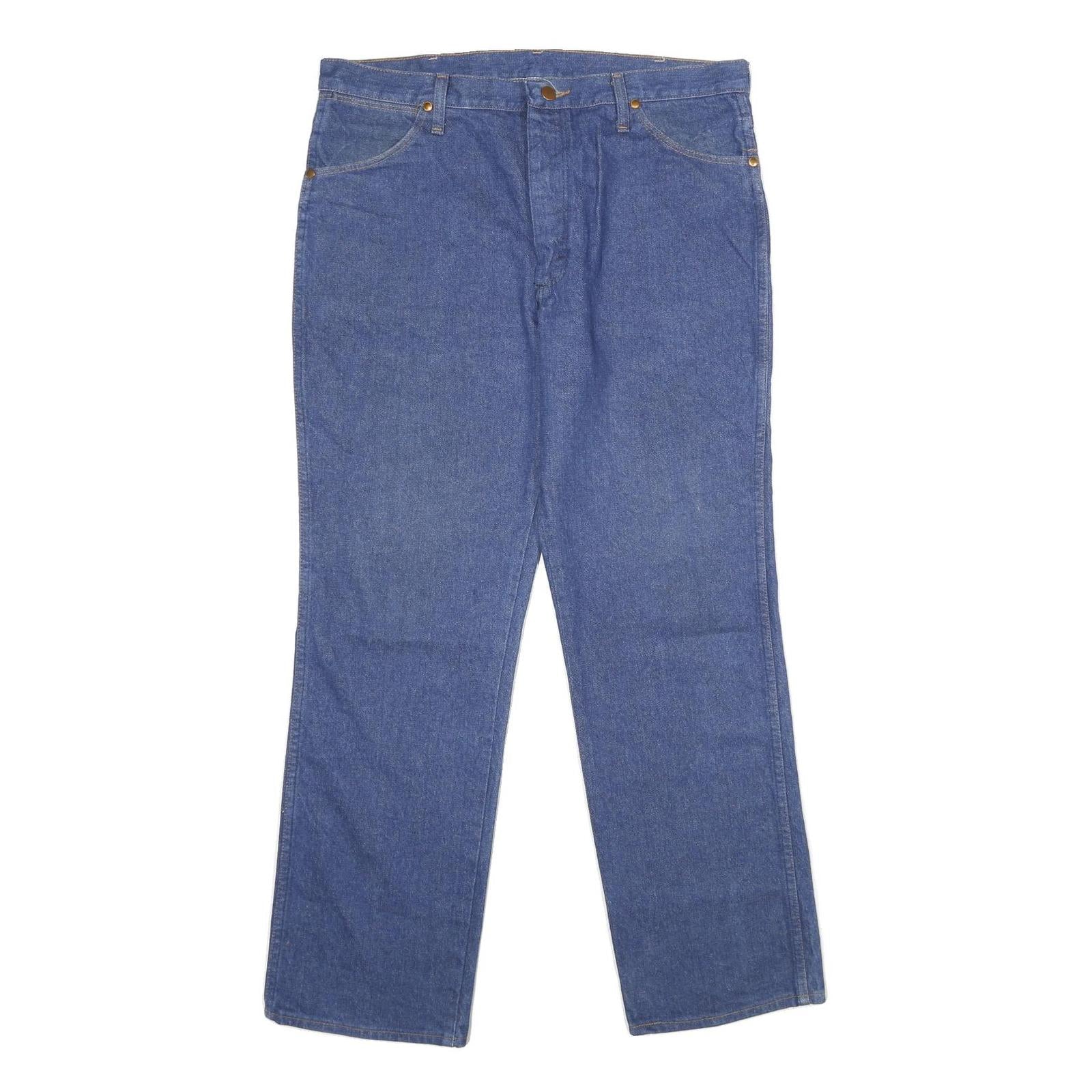 WRANGLER Mens Regular Fit Blue Denim Jeans W36 L30 Classic Zip Closure Comfort