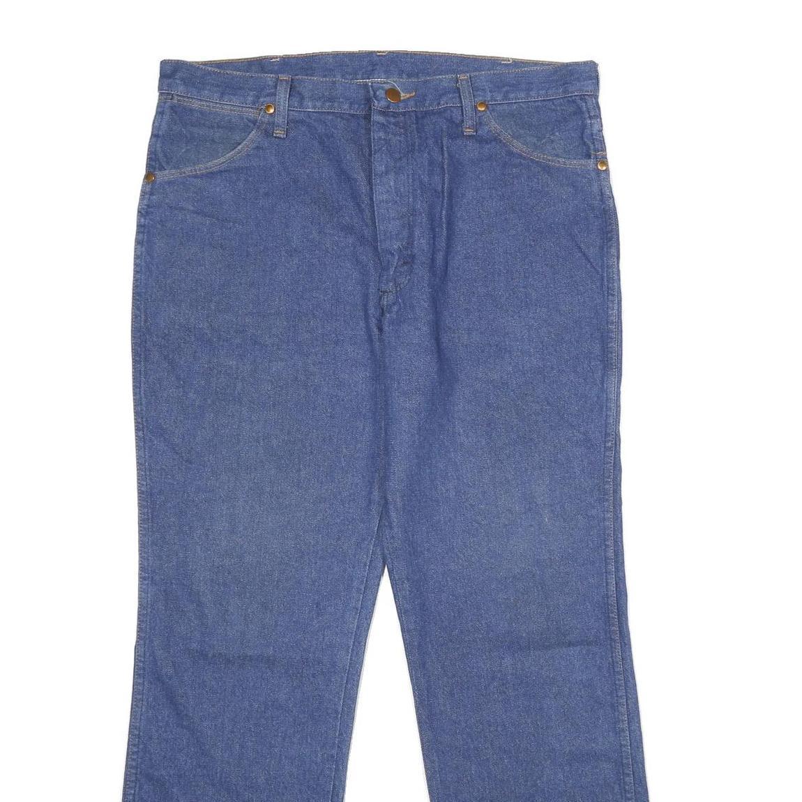 WRANGLER Mens Regular Fit Blue Denim Jeans W36 L30 Classic Zip Closure Comfort