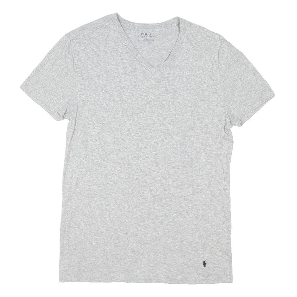 POLO RALPH LAUREN Mens Grey V-Neck Cotton Blend T-Shirt M Short Sleeve Casual