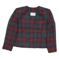 Le Suit Womens Red & Green Checked Double Breasted Petite Cotton Blend Jacket UK