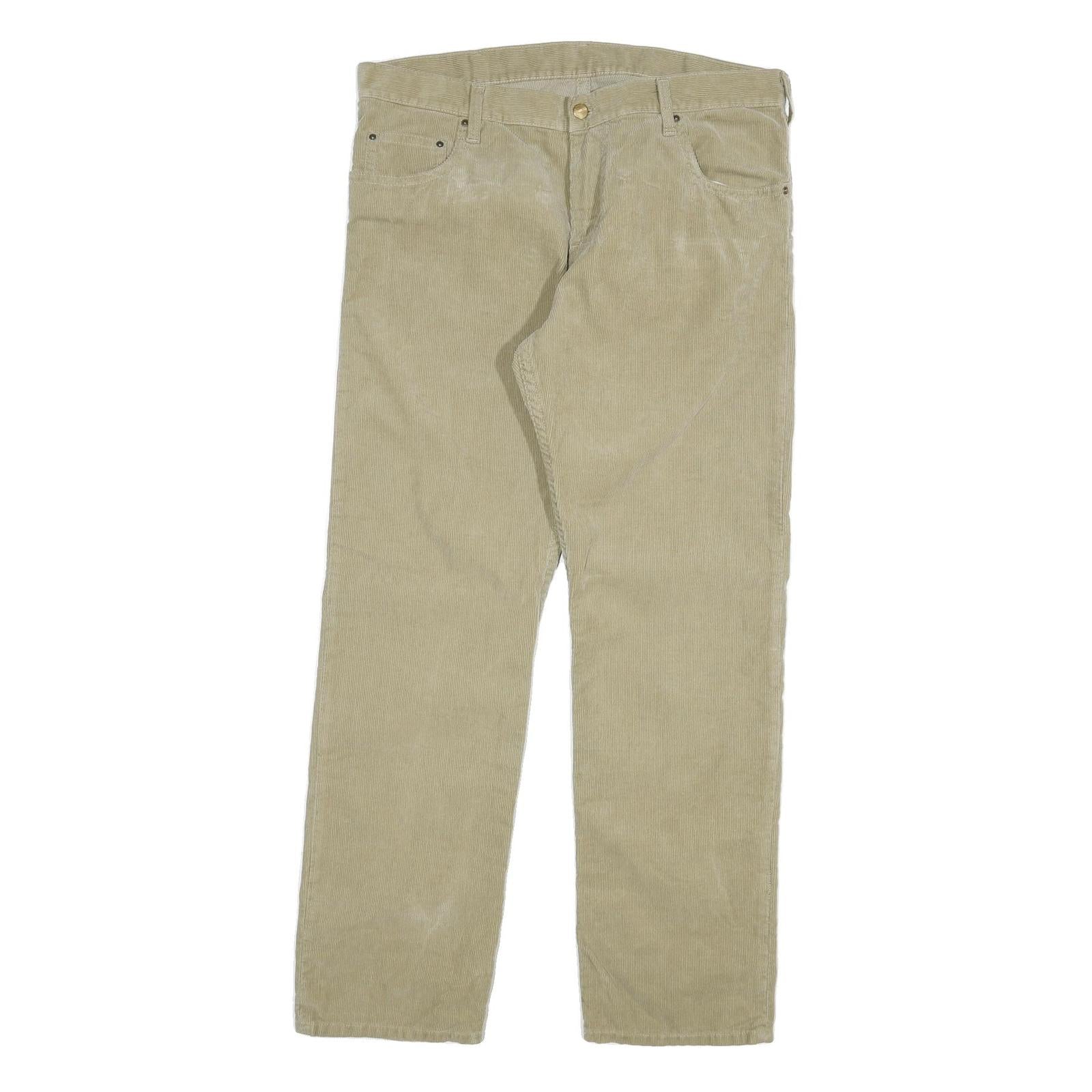 CARHARTT Mens Cotton Blend Beige Relaxed Straight Trousers W38 L32 Workwear
