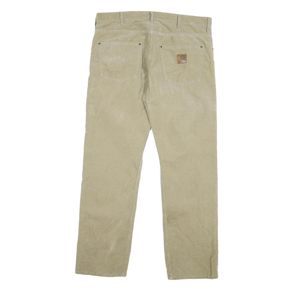 CARHARTT Mens Cotton Blend Beige Relaxed Straight Trousers W38 L32 Workwear