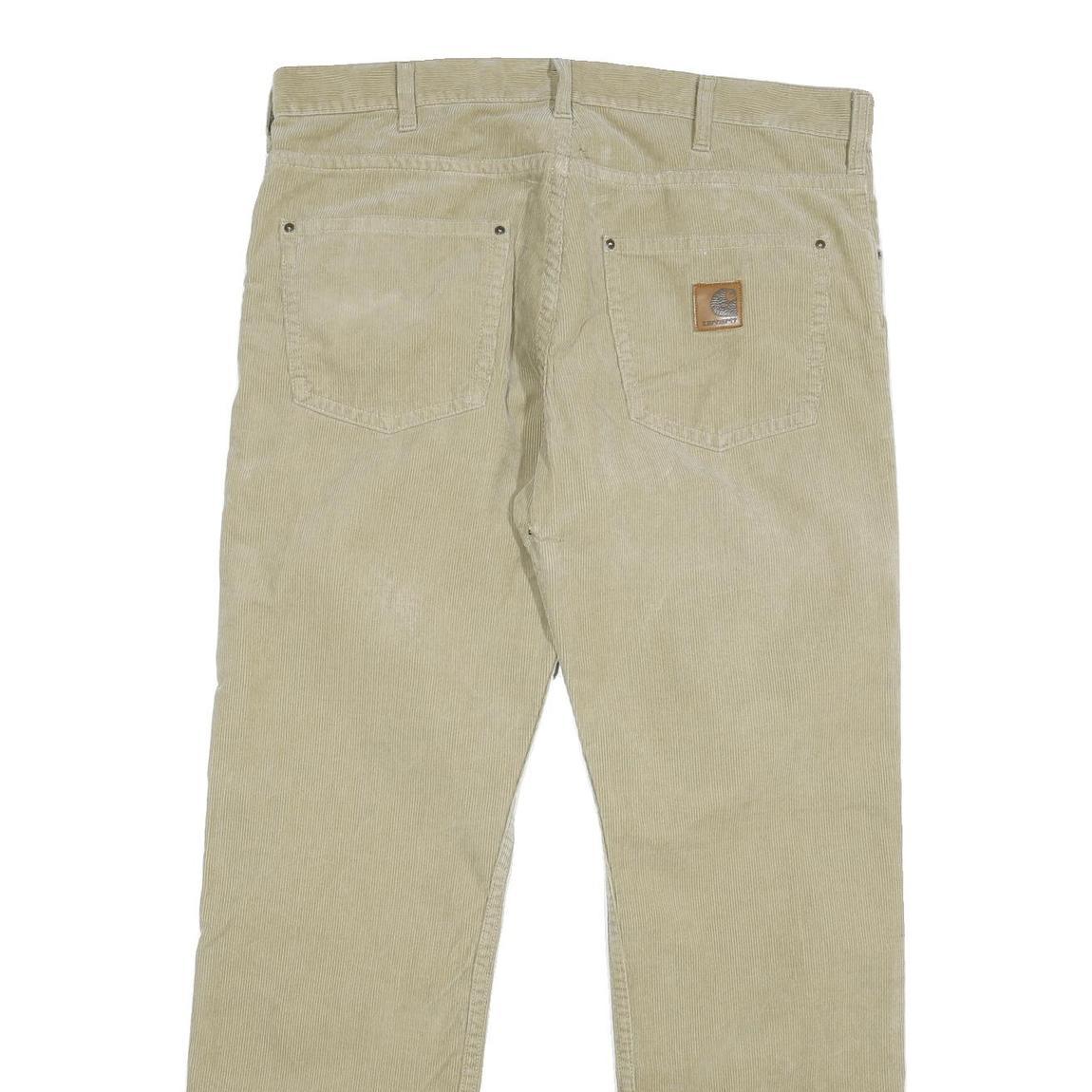 CARHARTT Mens Cotton Blend Beige Relaxed Straight Trousers W38 L32 Workwear