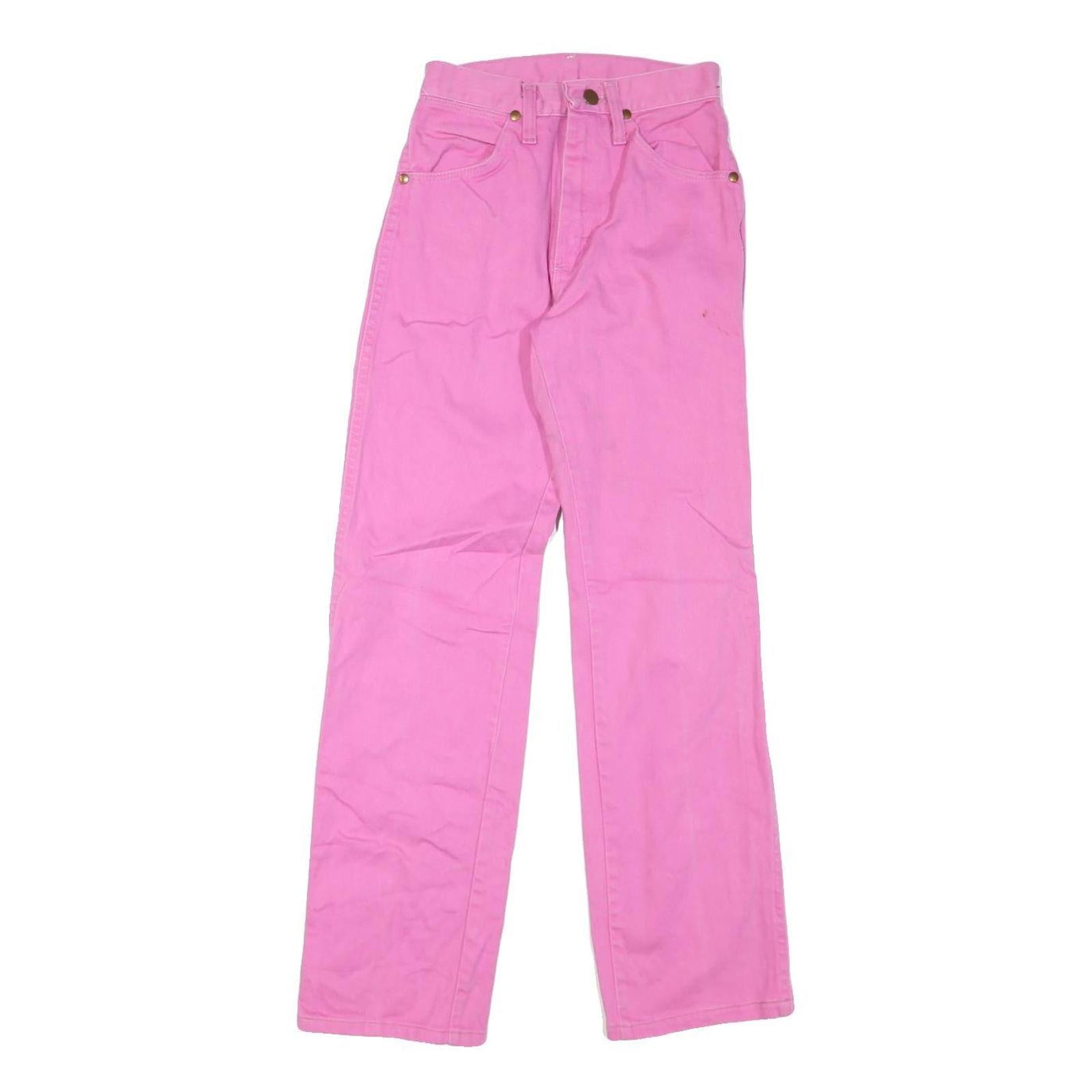 WRANGLER Womens Pink Regular Straight Denim Jeans W24 L29 Classic Fit Zip