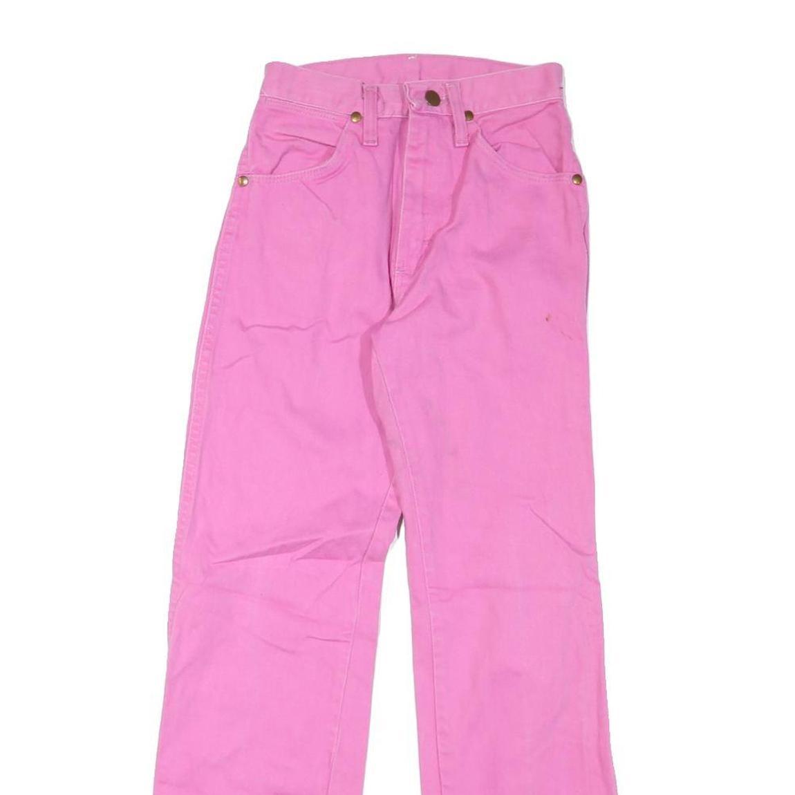 WRANGLER Womens Pink Regular Straight Denim Jeans W24 L29 Classic Fit Zip
