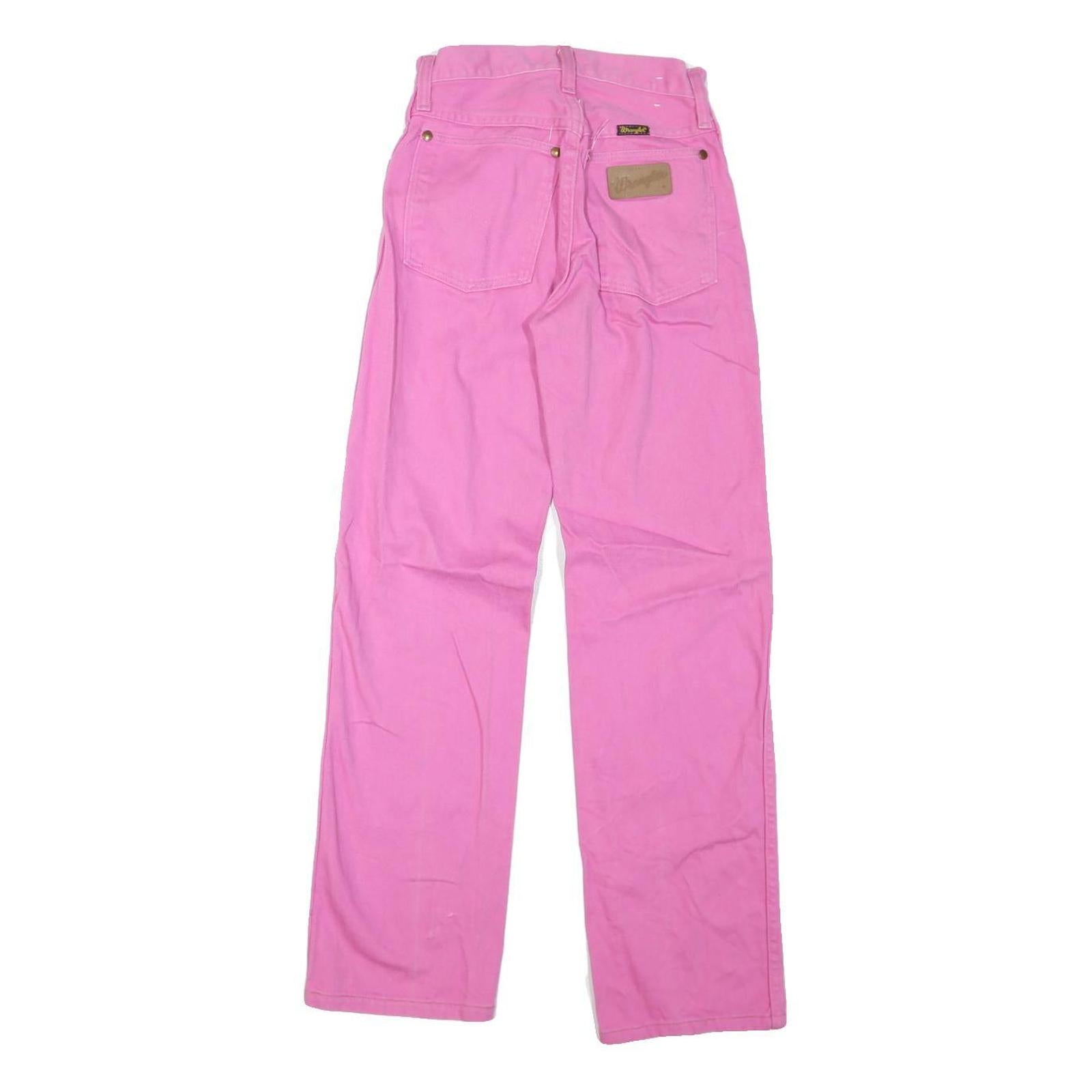 WRANGLER Womens Pink Regular Straight Denim Jeans W24 L29 Classic Fit Zip