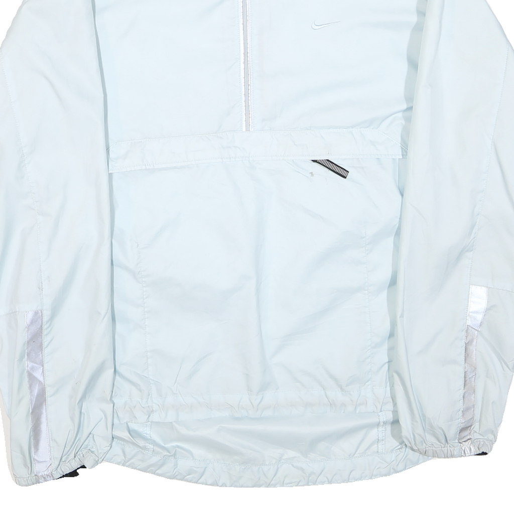 NIKE Womens White Light Blue Zip Track Jacket L Polyester Blend Sportswear