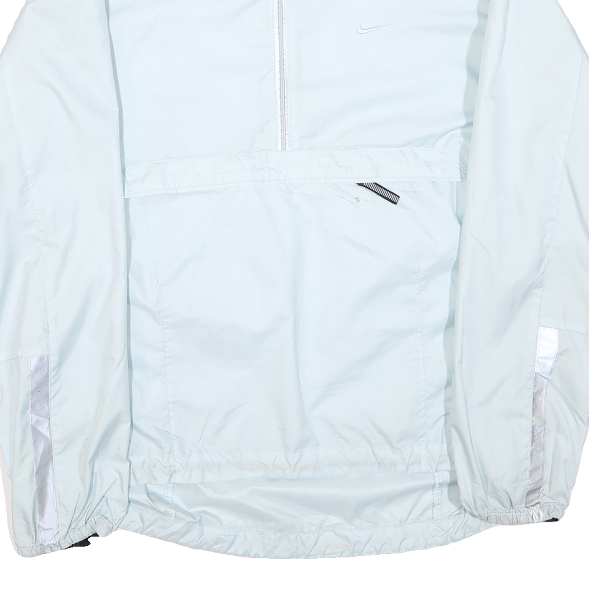 NIKE Womens White Light Blue Zip Track Jacket L Polyester Blend Sportswear