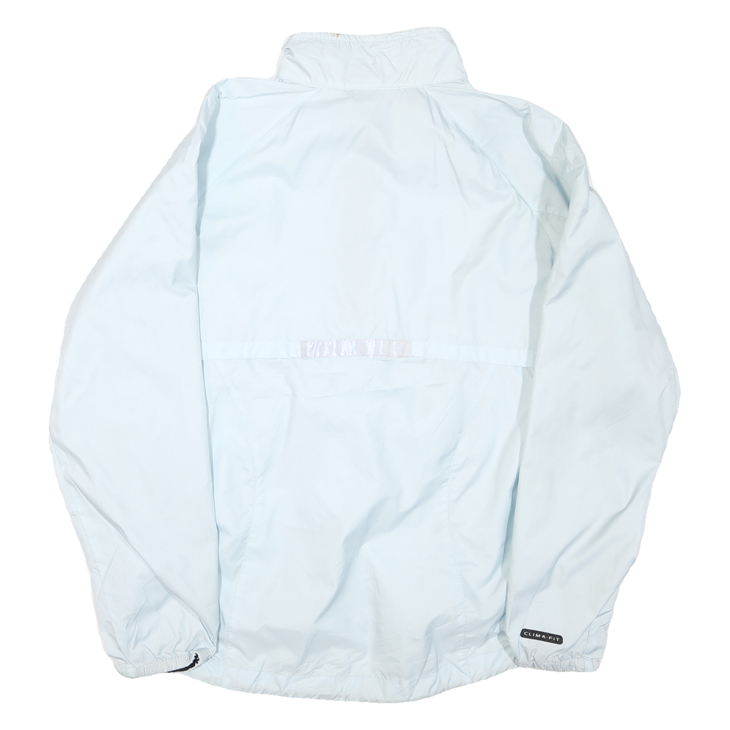 NIKE Womens White Light Blue Zip Track Jacket L Polyester Blend Sportswear
