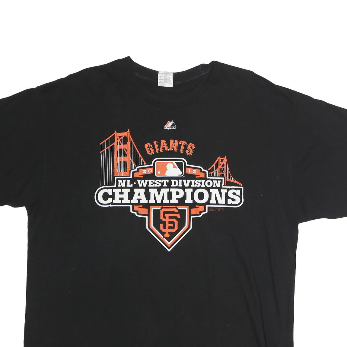 MAJESTIC Mens Black Giants XL Short Sleeve Crew Neck Graphic T-Shirt NL West