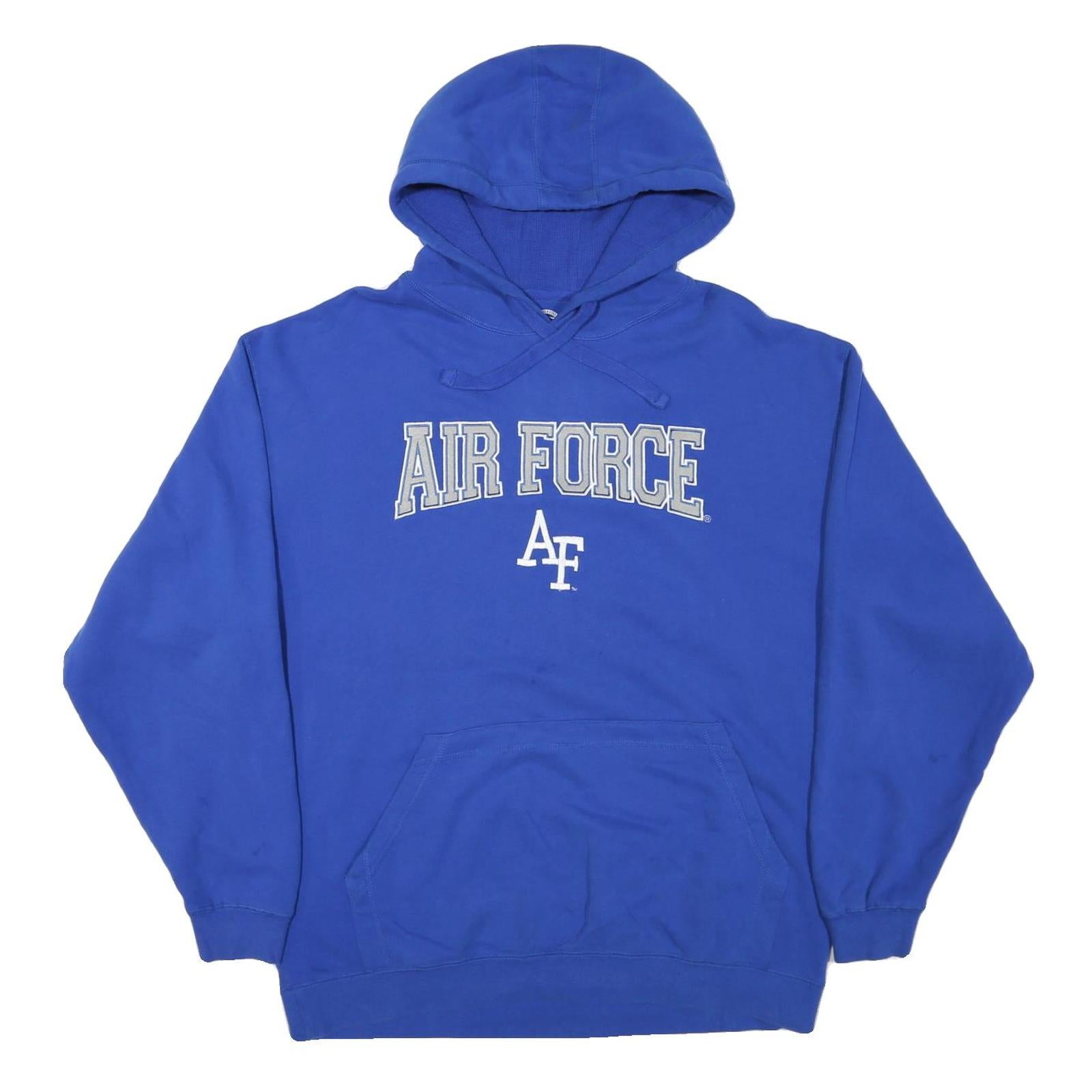 CAMPUS DRIVE Mens Blue Air Force Pullover Hoodie L Cotton Blend