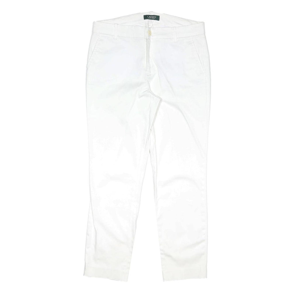 LAUREN RALPH LAUREN Womens Cotton Blend White Slim Straight Trousers W30 L25