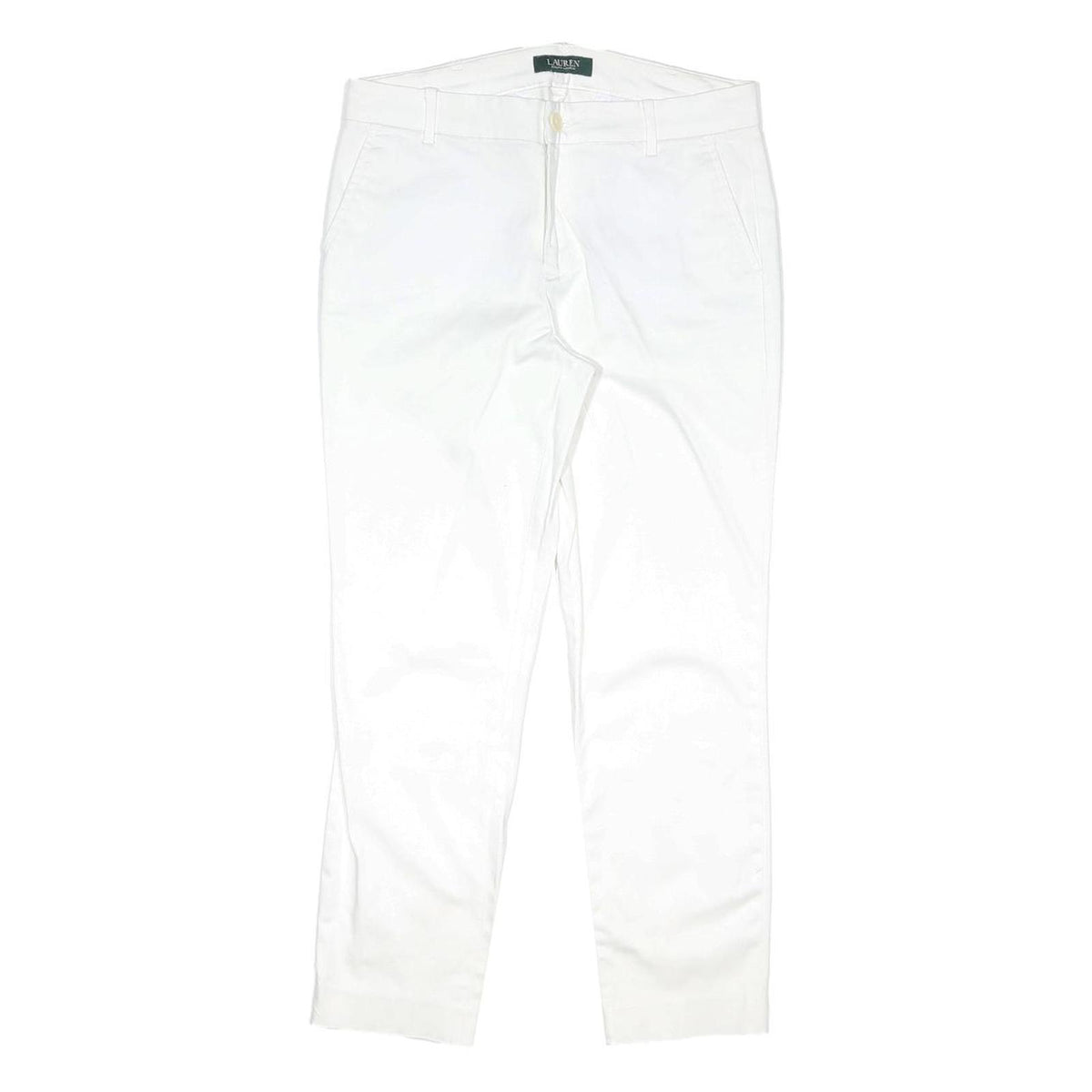 LAUREN RALPH LAUREN Womens Cotton Blend White Slim Straight Trousers W30 L25