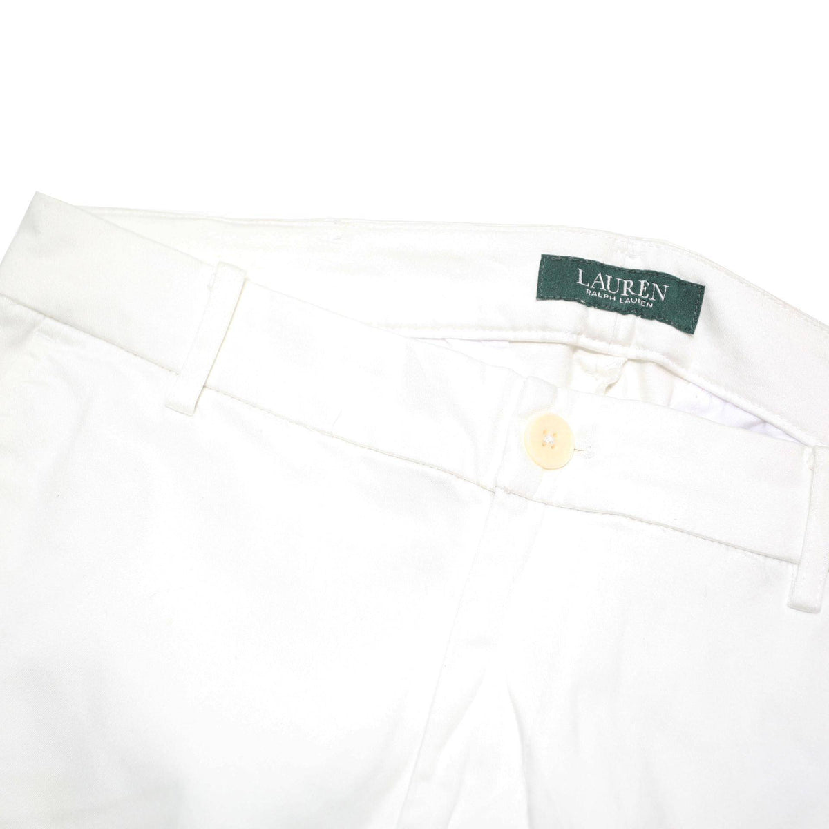 LAUREN RALPH LAUREN Womens Cotton Blend White Slim Straight Trousers W30 L25