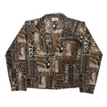 TEDDI Womens Brown Mixed Animal Print Zip Jacket M Polyester Blend Casual
