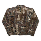 TEDDI Womens Brown Mixed Animal Print Zip Jacket M Polyester Blend Casual