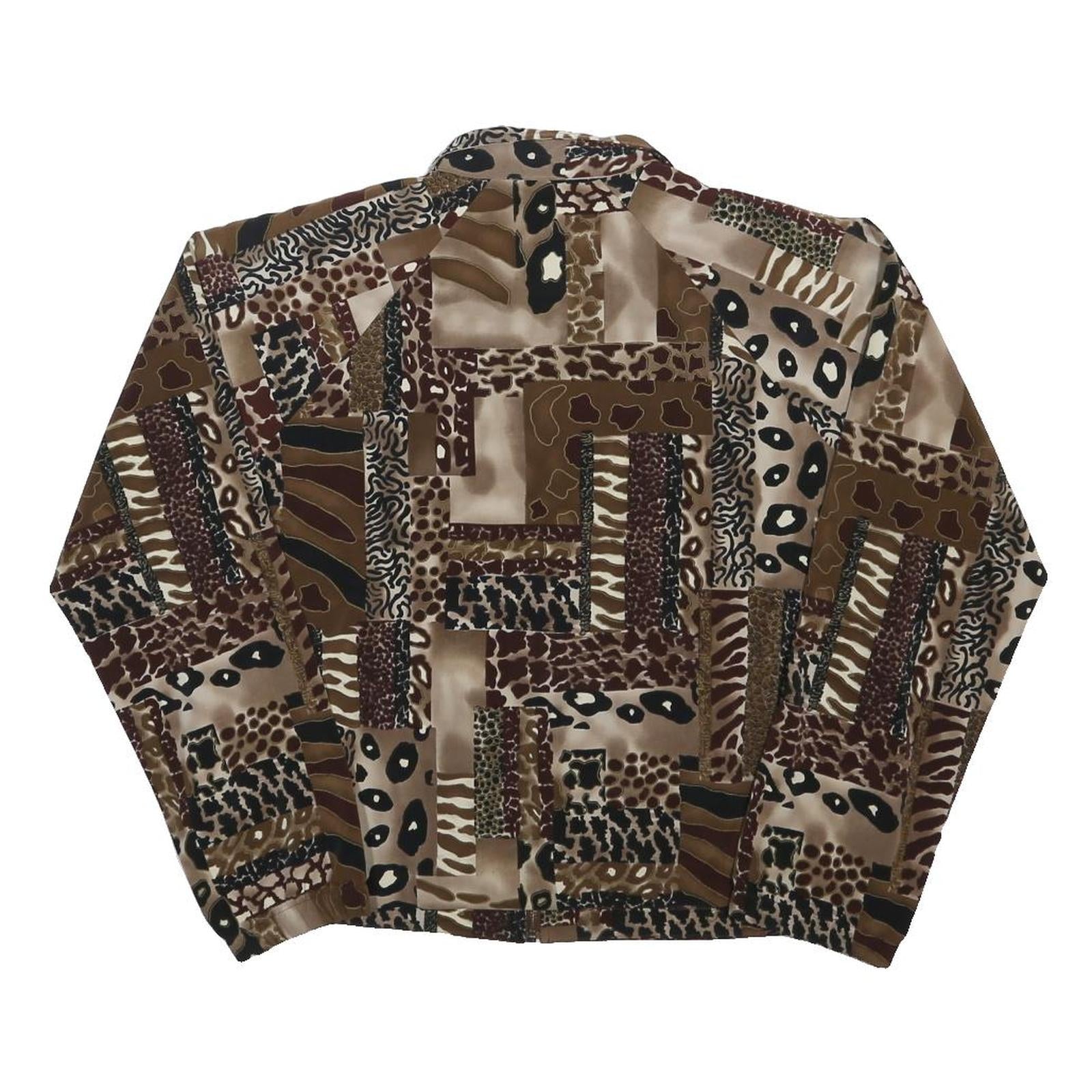 TEDDI Womens Brown Mixed Animal Print Zip Jacket M Polyester Blend Casual