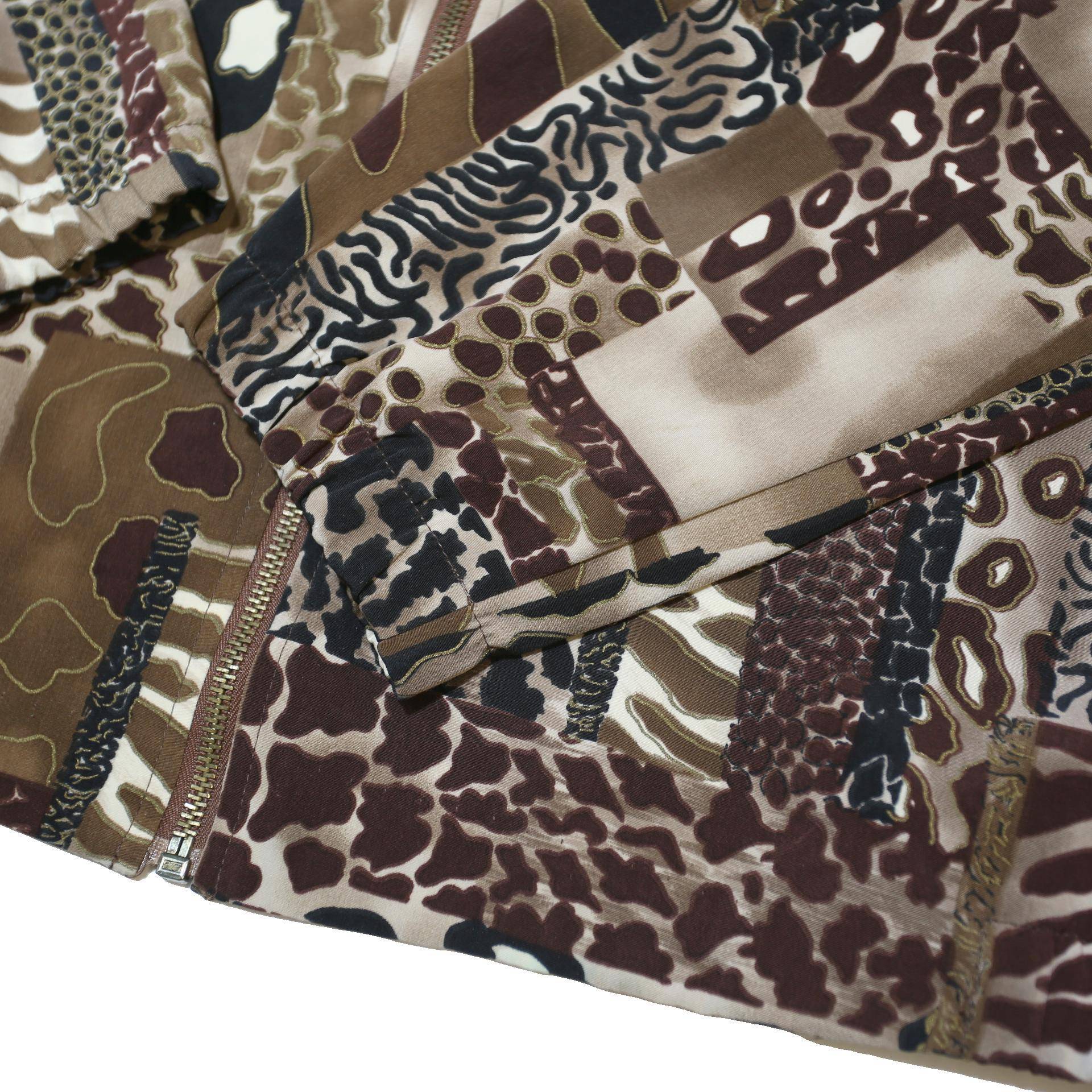 TEDDI Womens Brown Mixed Animal Print Zip Jacket M Polyester Blend Casual