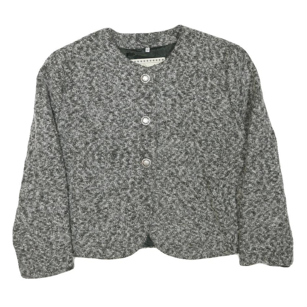 NORUND LIFE Womens Grey Wool Blend Button Jacket M Classic Plain Stylish Warm
