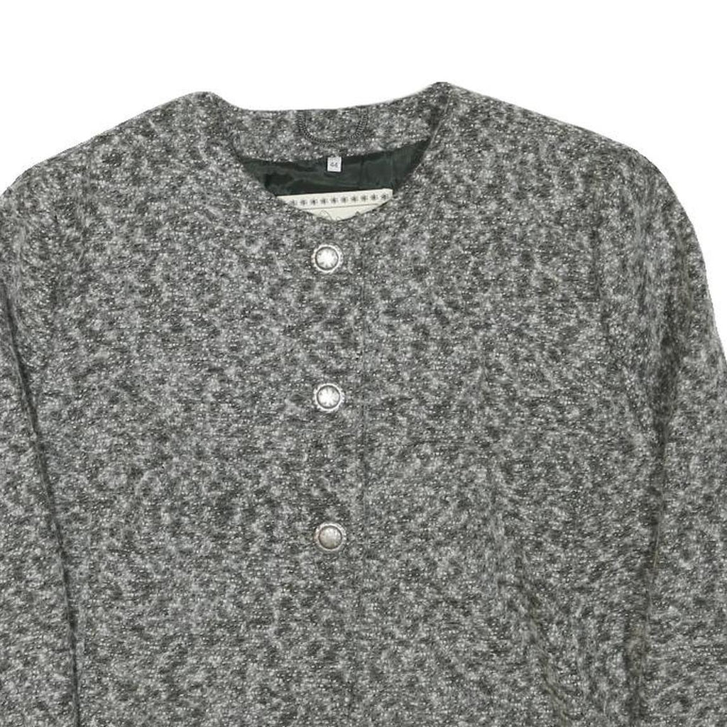 NORUND LIFE Womens Grey Wool Blend Button Jacket M Classic Plain Stylish Warm