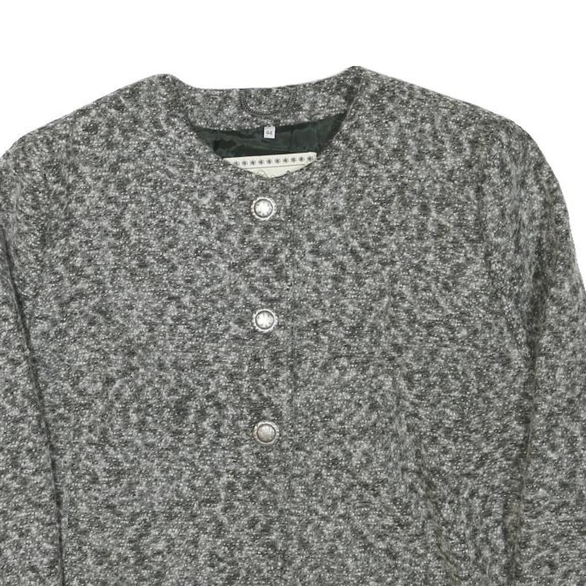 NORUND LIFE Womens Grey Wool Blend Button Jacket M Classic Plain Stylish Warm