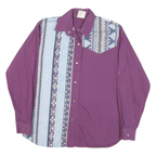 PUS SANG Womens Purple & Blue Patterned Cotton Blend Shirt M Relaxed Fit Long