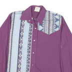 PUS SANG Womens Purple & Blue Patterned Cotton Blend Shirt M Relaxed Fit Long