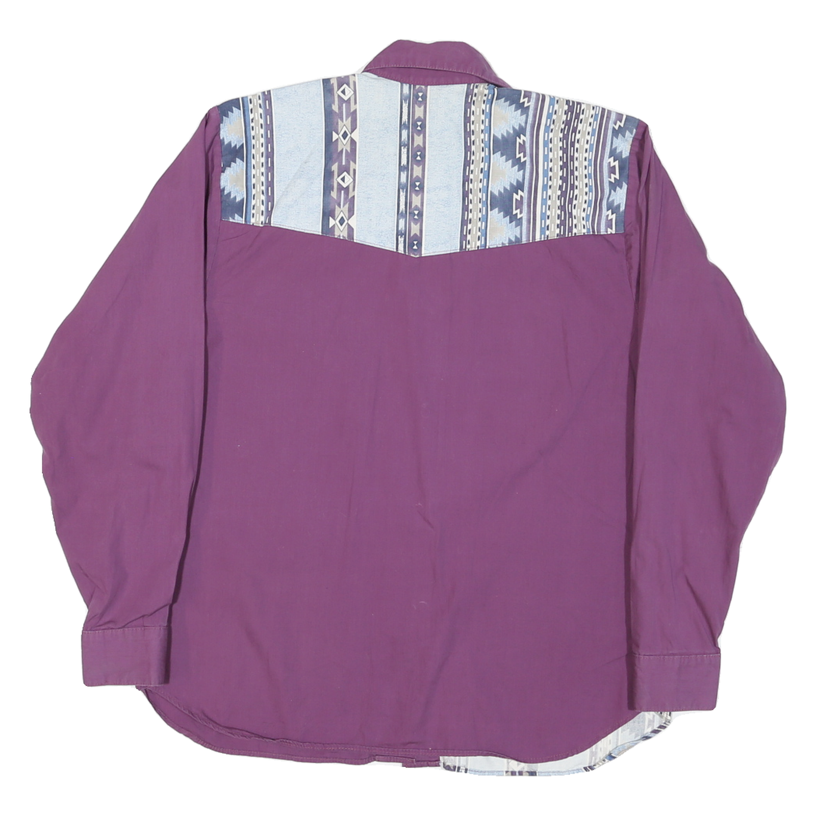 PUS SANG Womens Purple & Blue Patterned Cotton Blend Shirt M Relaxed Fit Long