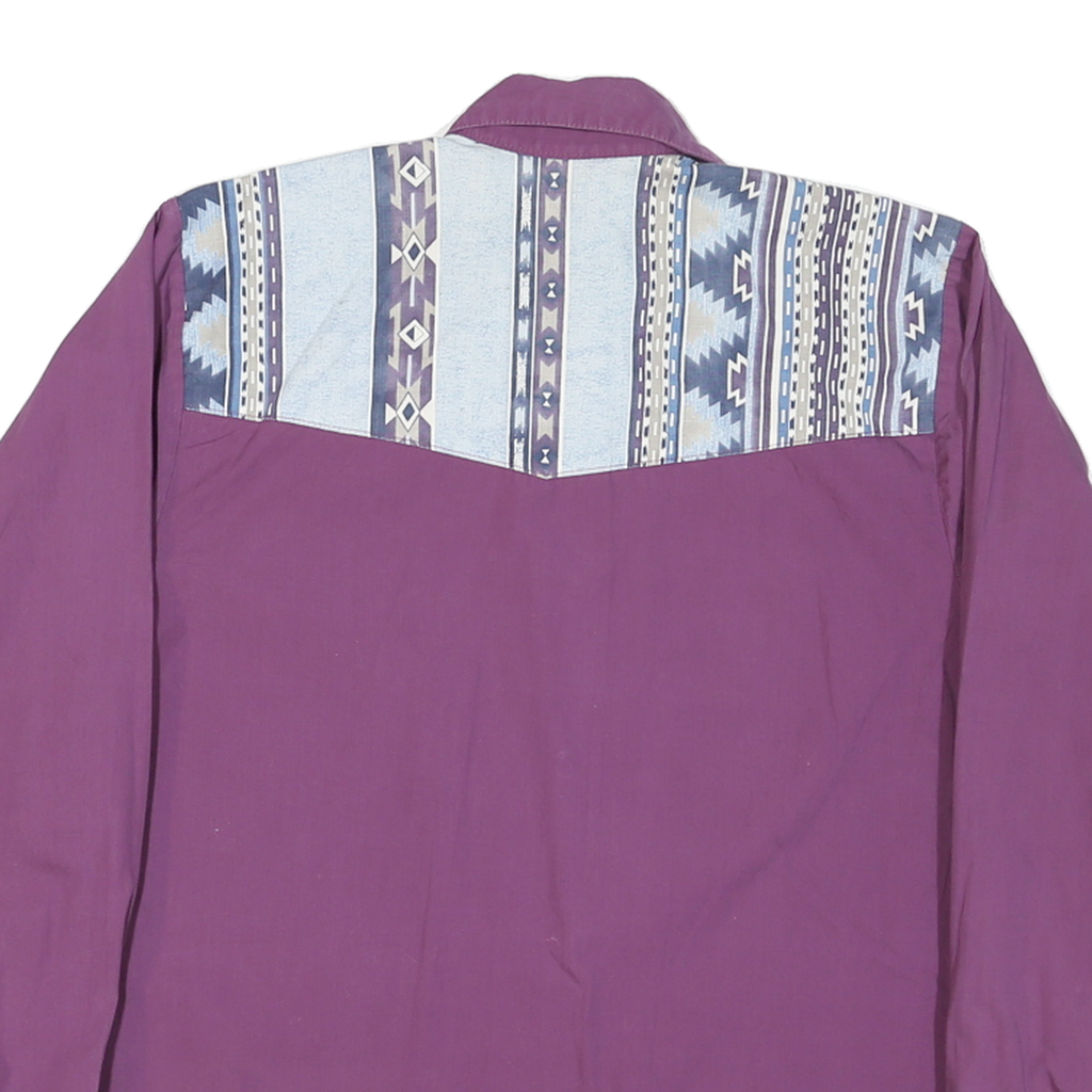 PUS SANG Womens Purple & Blue Patterned Cotton Blend Shirt M Relaxed Fit Long