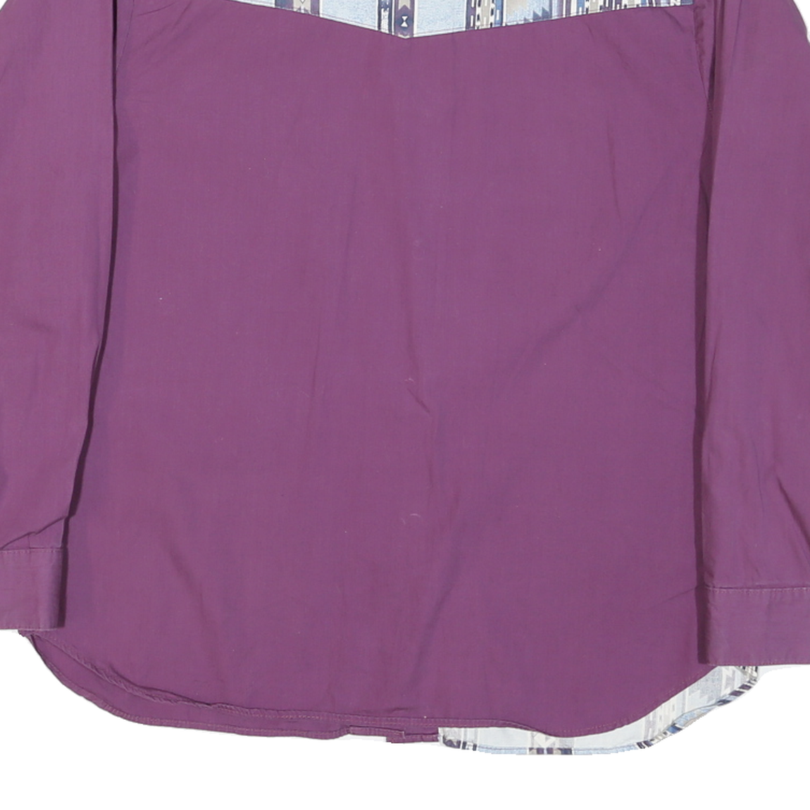 PUS SANG Womens Purple & Blue Patterned Cotton Blend Shirt M Relaxed Fit Long